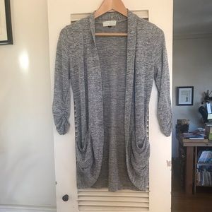 Open front gray cardigan